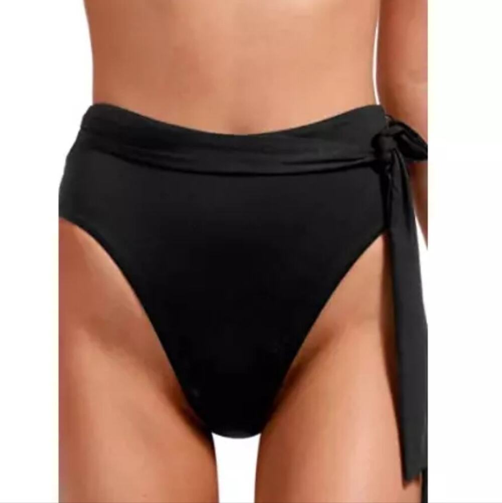 Vitamin A Lola High Waist Bikini Bottom, Black, Women's 14